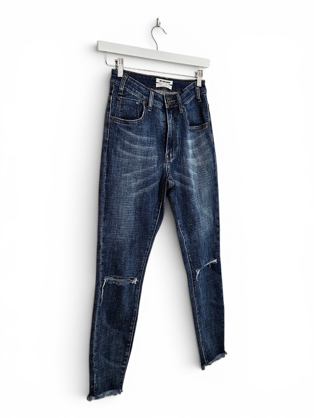 One Teaspoon Jeans Womens Sz 24 Freebird II Distressed Skinny Raw Hem Stretch